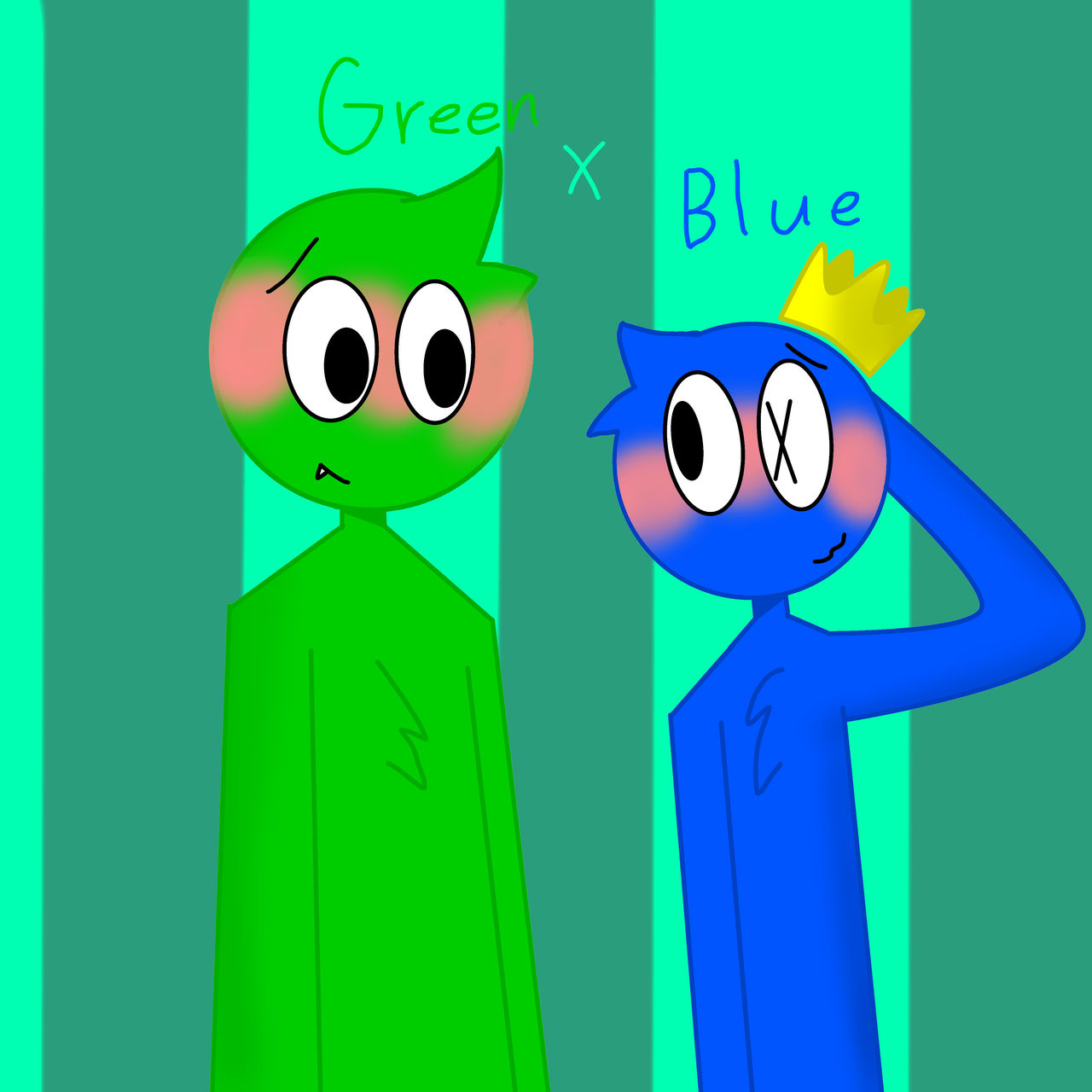 Blue x green rainbow friends 