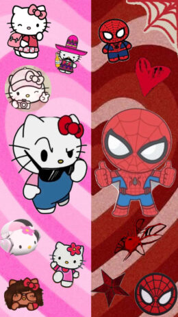 Hello Kitty And Spiderman Wallpaper