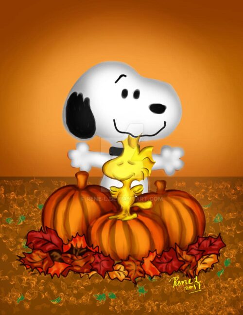 Background Snoopy Fall Wallpaper